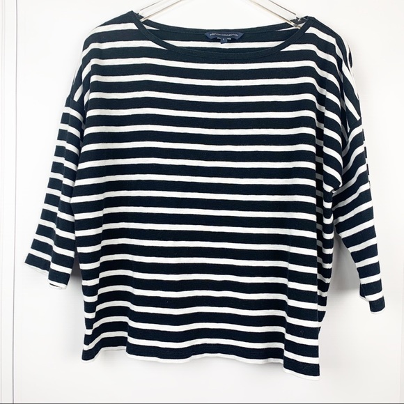 FRENCH CONNECTION Striped Boat Neck Top - L - Picture 2 of 5